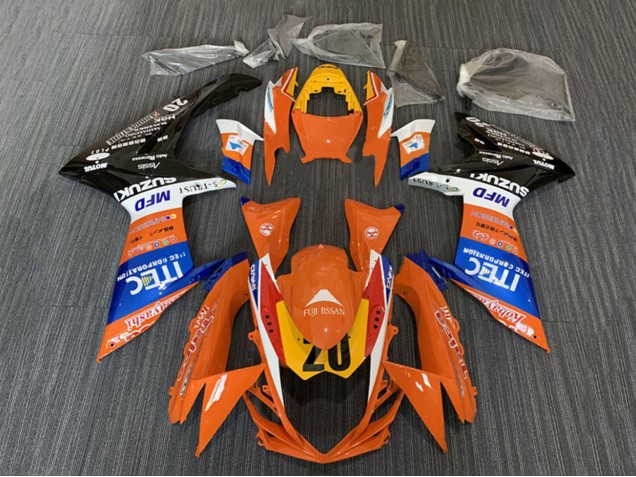 Billige Suzuki GSXR 600 / GSXR 750 Motorrad Verkleidung 2008-2010 - Orange Blau Weiss Schwarz ITEC