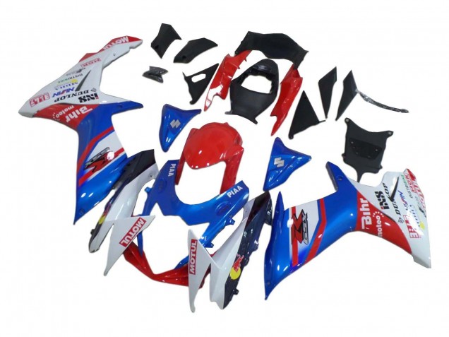 Billige Suzuki GSXR 600 / GSXR 750 Motorrad Verkleidung 2008-2010 - Weiss Rot Blau