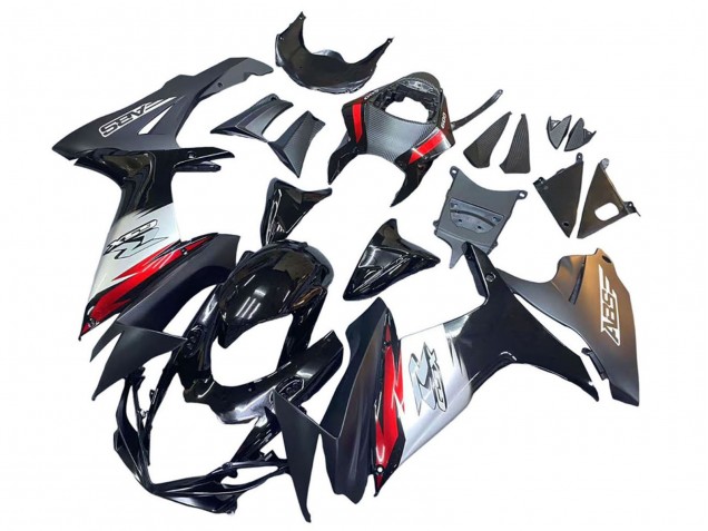 Billige Suzuki GSXR 600 / GSXR 750 Motorrad Verkleidung 2011-2024 - Glanzendes Schwarz Geschmiedet Carbonfaser Silber Rot