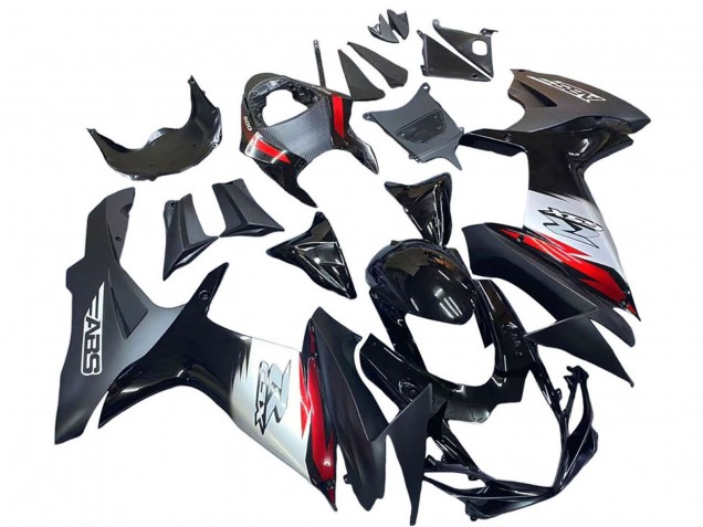 Billige Suzuki GSXR 600 / GSXR 750 Motorrad Verkleidung 2011-2024 - Glanzendes Schwarz Geschmiedet Carbonfaser Silber Rot