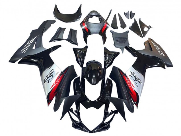 Billige Suzuki GSXR 600 / GSXR 750 Motorrad Verkleidung 2011-2024 - Glanzendes Schwarz Geschmiedet Carbonfaser Silber Rot
