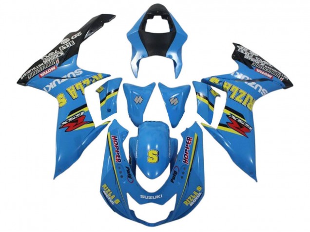 Billige Suzuki GSXR 600 / GSXR 750 Motorrad Verkleidung 2011-2024 - Blau Gelb Schwarz Rizla