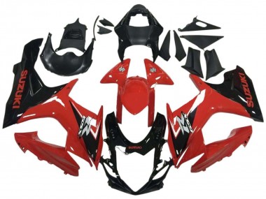 Billige Suzuki GSXR 600 / GSXR 750 Motorrad Verkleidung 2011-2024 - Rot Glanzendes Schwarz
