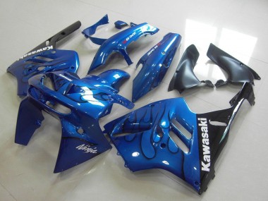 Billige Kawasaki ZX9R Motorrad Verkleidung 1994-1997 - Blau Schwarz Flamme