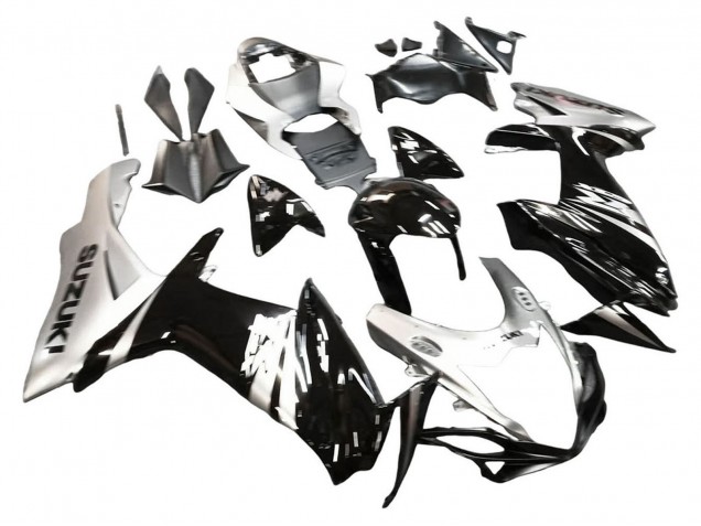 Billige Suzuki GSXR 600 / GSXR 750 Motorrad Verkleidung 2011-2024 - Glanzendes Schwarz Silber