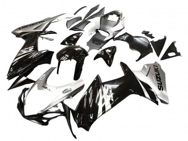 Billige Suzuki GSXR 600 / GSXR 750 Motorrad Verkleidung 2011-2024 - Glanzendes Schwarz Silber
