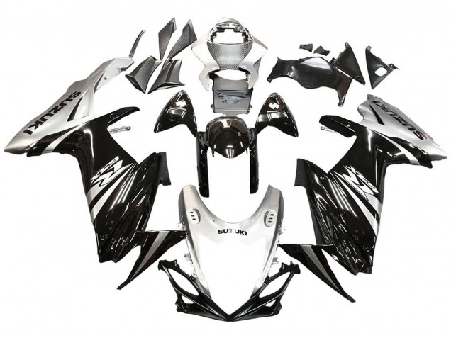 Billige Suzuki GSXR 600 / GSXR 750 Motorrad Verkleidung 2011-2024 - Glanzendes Schwarz Silber