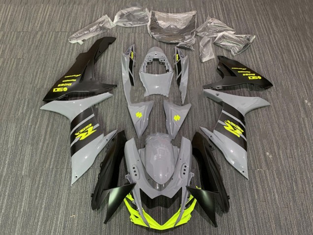 Billige Suzuki GSXR 600 / GSXR 750 Motorrad Verkleidung 2011-2024 - Nardo Grau Neon Gelb Schwarz