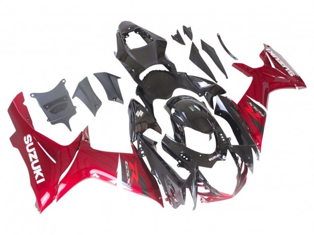 Billige Suzuki GSXR 600 / GSXR 750 Motorrad Verkleidung 2011-2024 - Rot Glanzendes Schwarz