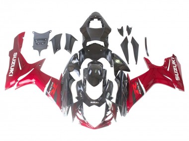 Billige Suzuki GSXR 600 / GSXR 750 Motorrad Verkleidung 2011-2024 - Rot Glanzendes Schwarz