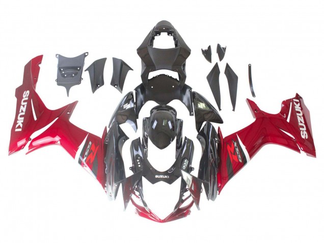 Billige Suzuki GSXR 600 / GSXR 750 Motorrad Verkleidung 2011-2024 - Rot Glanzendes Schwarz