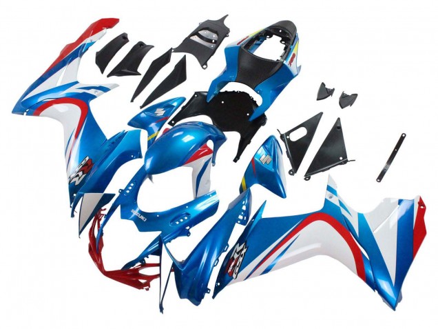 Billige Suzuki GSXR 600 / GSXR 750 Motorrad Verkleidung 2011-2024 - Blau Weiss Rot