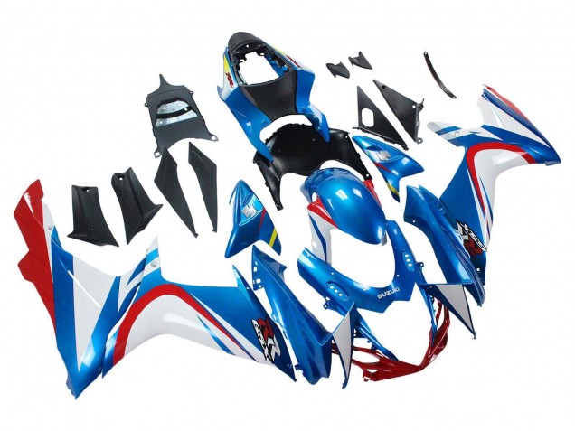 Billige Suzuki GSXR 600 / GSXR 750 Motorrad Verkleidung 2011-2024 - Blau Weiss Rot