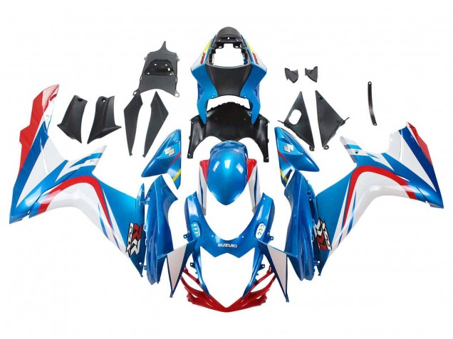 Billige Suzuki GSXR 600 / GSXR 750 Motorrad Verkleidung 2011-2024 - Blau Weiss Rot