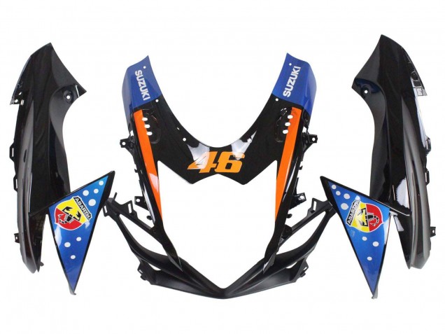 Billige Suzuki GSXR 600 / GSXR 750 Motorrad Verkleidung 2011-2024 - Hellblau Orange Schwarz Weiss Hai 46
