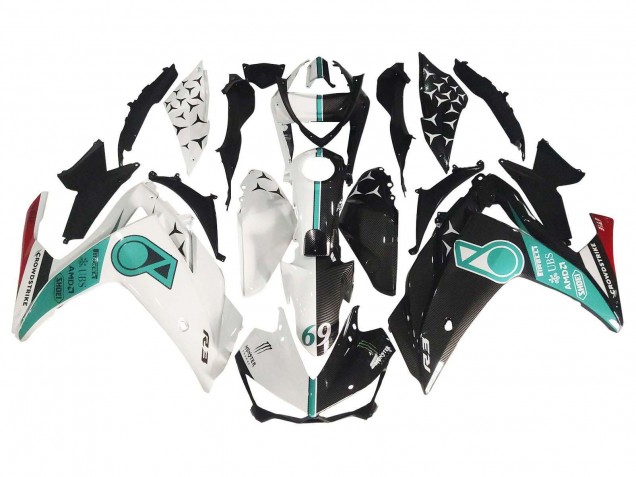 Billige Yamaha YZF R3/R25 Motorrad Verkleidung 2015-2018 - Weiss Grun Glanzendes Schwarz