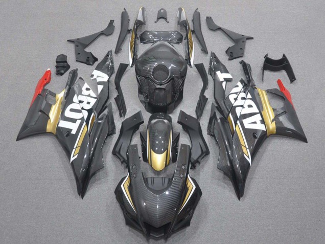 Billige Yamaha YZF R3/R25 Motorrad Verkleidung 2019-2021 - Rot Gold Schwarz Carbonfaser Stil
