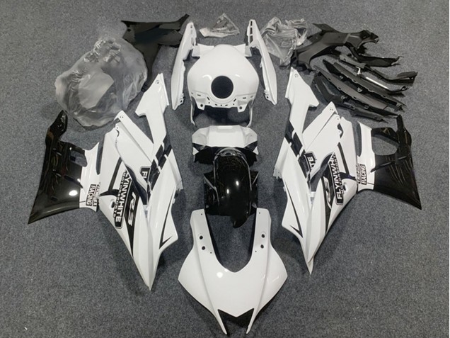 Billige Yamaha YZF R3/R25 Motorrad Verkleidung 2019-2021 - Weiss Glanzendes Schwarz