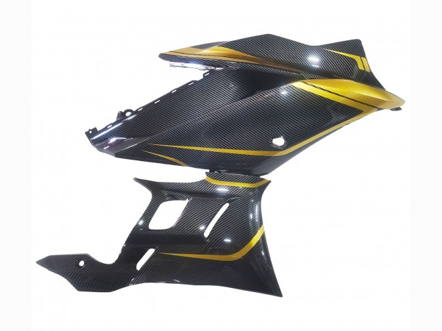 Billige Yamaha YZF R3/R25 Motorrad Verkleidung 2019-2021 - Gold Schwarz Carbonfaser