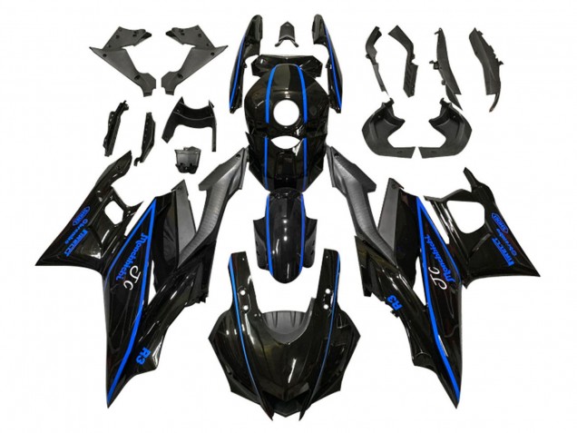 Billige Yamaha YZF R3/R25 Motorrad Verkleidung 2019-2021 - Glanzendes Schwarz Blau Matt Schwarz