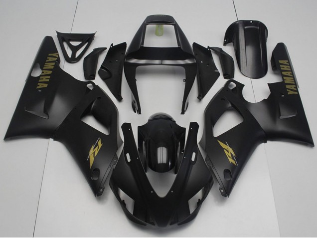 Billige Yamaha YZF R1 Motorrad Verkleidung 1998-1999 - Glanzendes Schwarz Matt Schwarz Gold