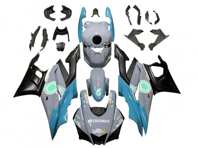 Billige Yamaha YZF R3/R25 Motorrad Verkleidung 2019-2021 - Nardo Grau Blau Schwarz Petronas