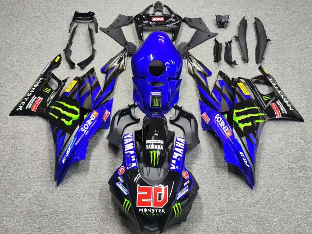 Billige Yamaha YZF R3/R25 Motorrad Verkleidung 2022-2024 - Blau Grun Schwarz Monster ENEOS 20