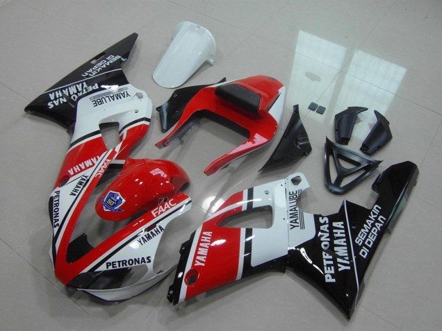 Billige Yamaha YZF R1 Motorrad Verkleidung 2000-2001 - Rot Weiss Glanzendes Schwarz Petronas Yamalube