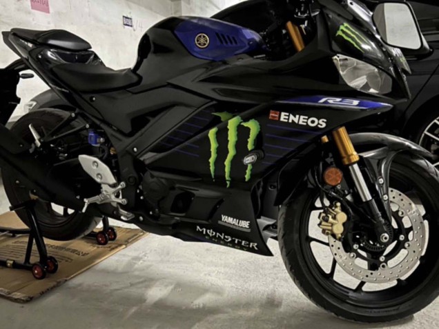 Billige Yamaha YZF R3/R25 Motorrad Verkleidung 2022-2024 - Blau Schwarz Grun Monster Yamalube ENEOS