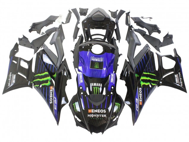 Billige Yamaha YZF R3/R25 Motorrad Verkleidung 2022-2024 - Blau Grun Schwarz Monster Yamalube ENEOS