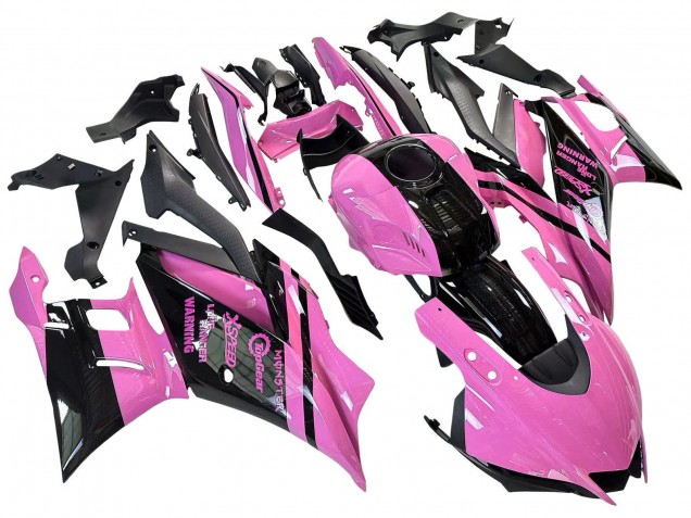 Billige Yamaha YZF R3/R25 Motorrad Verkleidung 2022-2024 - Rosa Glanzendes Schwarz Monster