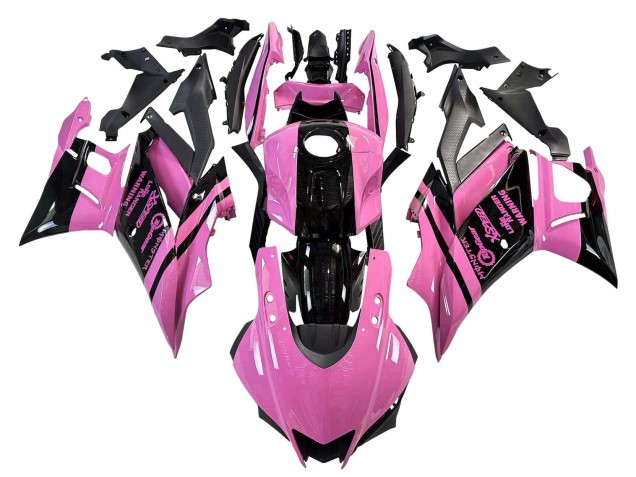 Billige Yamaha YZF R3/R25 Motorrad Verkleidung 2022-2024 - Rosa Glanzendes Schwarz Monster