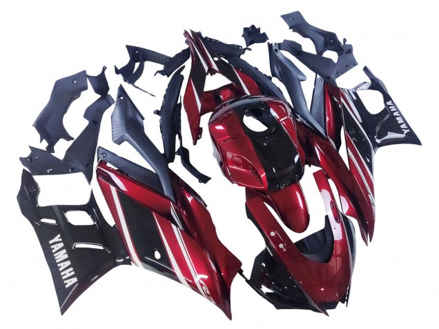 Billige Yamaha YZF R3/R25 Motorrad Verkleidung 2022-2024 - Rot Weiss Glanzendes Schwarz