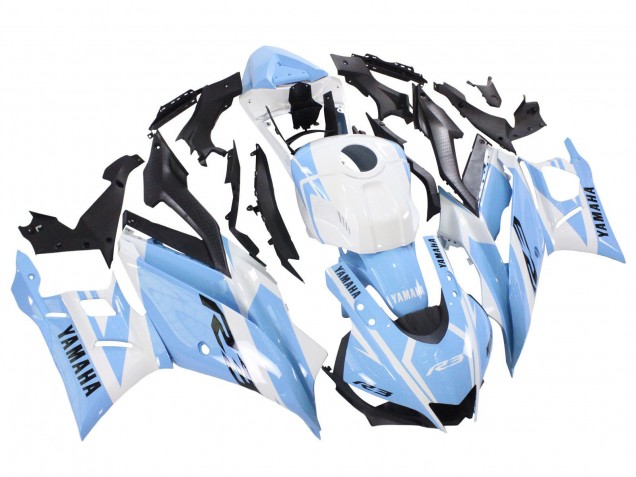 Billige Yamaha YZF R3/R25 Motorrad Verkleidung 2022-2024 - Weiss Hellblau