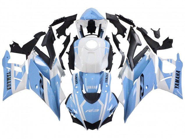 Billige Yamaha YZF R3/R25 Motorrad Verkleidung 2022-2024 - Weiss Hellblau