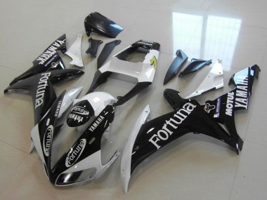 Billige Yamaha YZF R1 Motorrad Verkleidung 2002-2003 - Weiss Glanzendes Schwarz Fortuna Motul