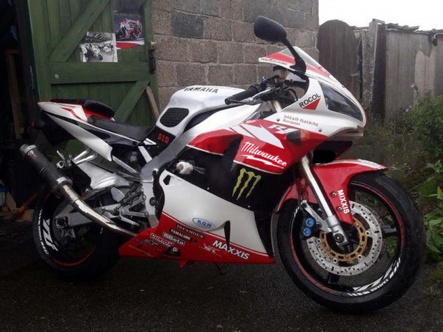 Billige Yamaha YZF 1000 R1 Motorrad Verkleidung 1998-1999 - Rot Weiss Schwarz Gelb Monster Milwaukee MAXXIS 11