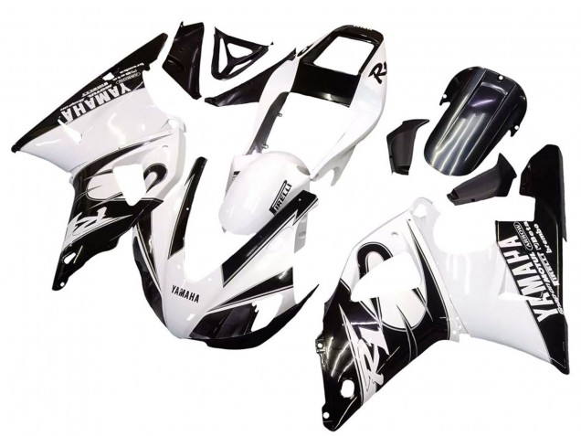 Billige Yamaha YZF 1000 R1 Motorrad Verkleidung 1998-1999 - Weiss Glanzendes Schwarz
