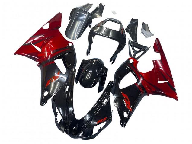 Billige Yamaha YZF 1000 R1 Motorrad Verkleidung 1998-1999 - Glanzendes Schwarz Rot