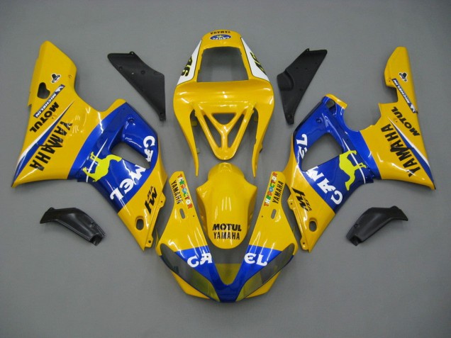 Billige Yamaha YZF 1000 R1 Motorrad Verkleidung 2000-2001 - Weiss Gelb Blau Motul Kamel