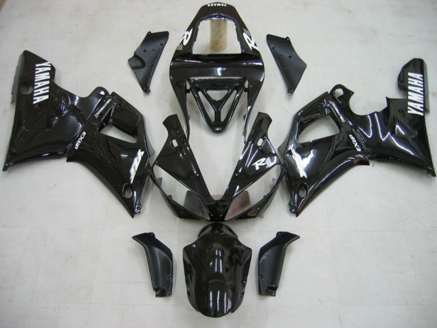 Billige Yamaha YZF 1000 R1 Motorrad Verkleidung 2000-2001 - Glanzendes Schwarz Weiss Aufkleber
