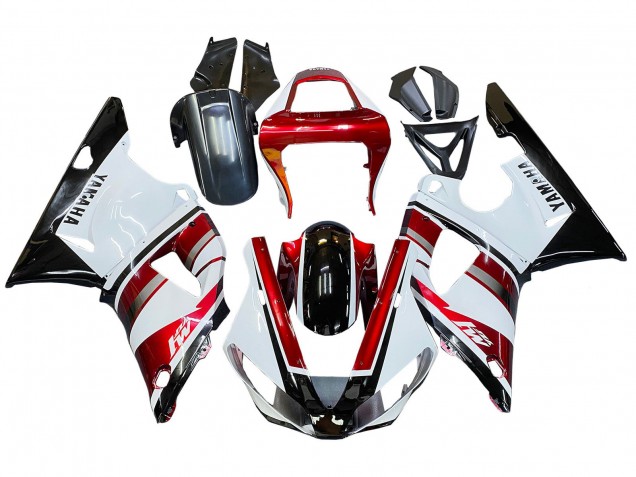 Billige Yamaha YZF 1000 R1 Motorrad Verkleidung 2000-2001 - Rot Weiss Glanzendes Schwarz