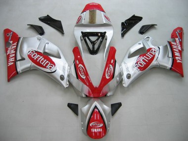 Billige Yamaha YZF 1000 R1 Motorrad Verkleidung 2000-2001 - Silber Rot Fortuna Motul