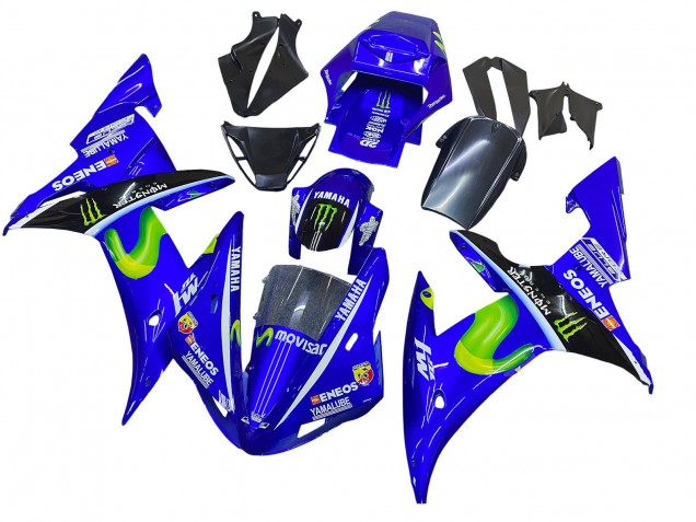 Billige Yamaha YZF 1000 R1 Motorrad Verkleidung 2002-2003 - Blau Schwarz Grun MoviStar ENEOS Monster