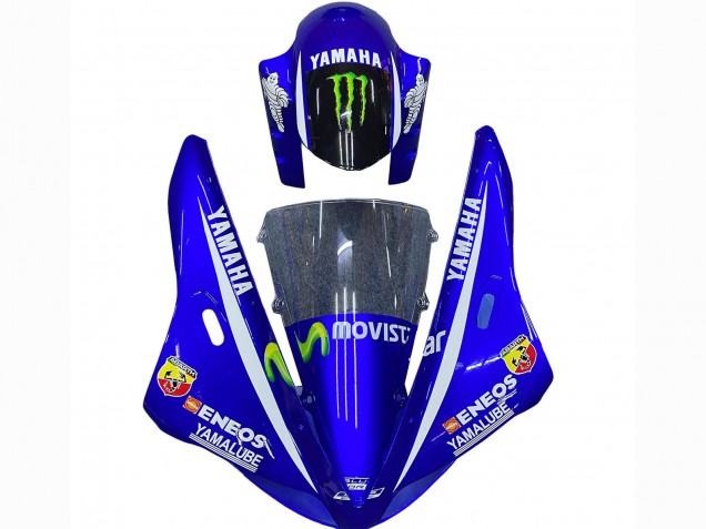 Billige Yamaha YZF 1000 R1 Motorrad Verkleidung 2002-2003 - Blau Schwarz Grun MoviStar ENEOS Monster