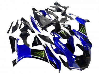 Billige Yamaha YZF 1000 R1 Motorrad Verkleidung 2015-2019 - Blau Glanzendes Schwarz Grun Monster