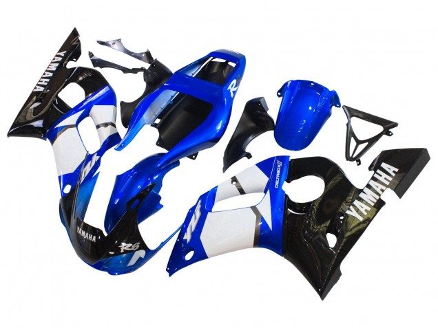Billige Yamaha YZF 600 R6 Motorrad Verkleidung 1998-2002 - Weiss Blau Glanzendes Schwarz