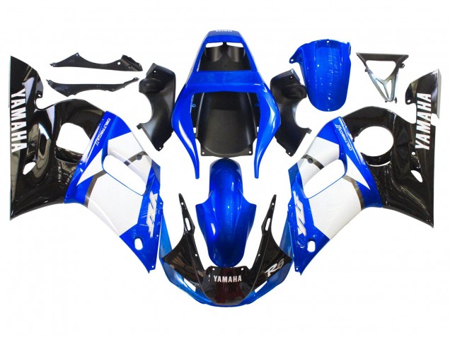 Billige Yamaha YZF 600 R6 Motorrad Verkleidung 1998-2002 - Weiss Blau Glanzendes Schwarz