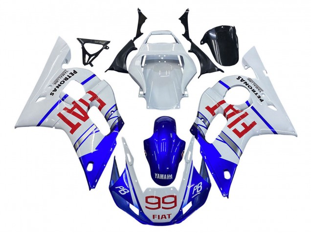 Billige Yamaha YZF 600 R6 Motorrad Verkleidung 1998-2002 - Weiss Blau Rot Fiat 99