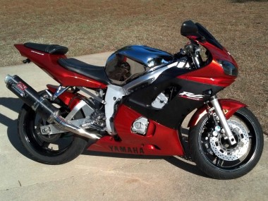 Billige Yamaha YZF 600 R6 Motorrad Verkleidung 1998-2002 - Orange Matt Schwarz